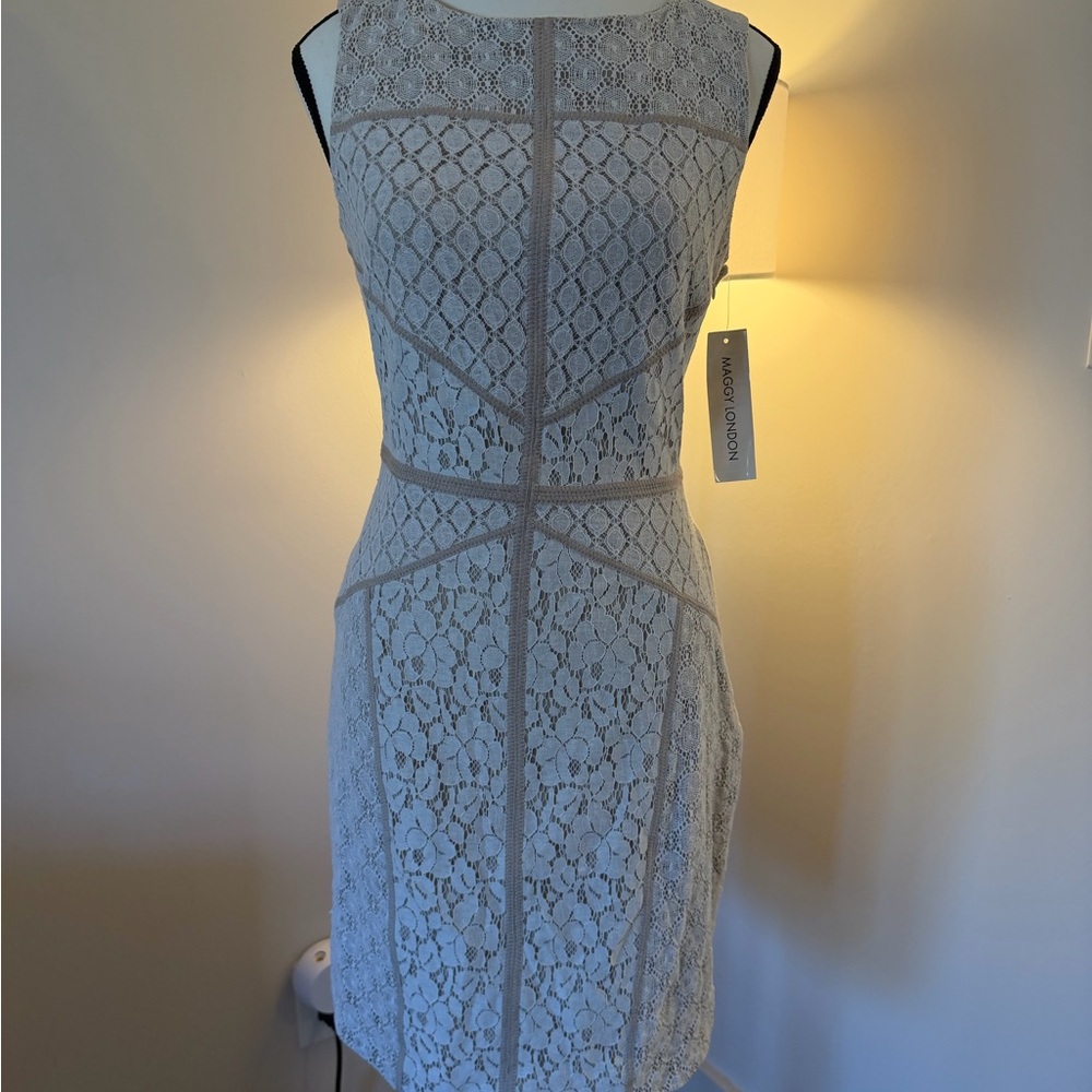 Maggy London Cream Lace Midi Dress